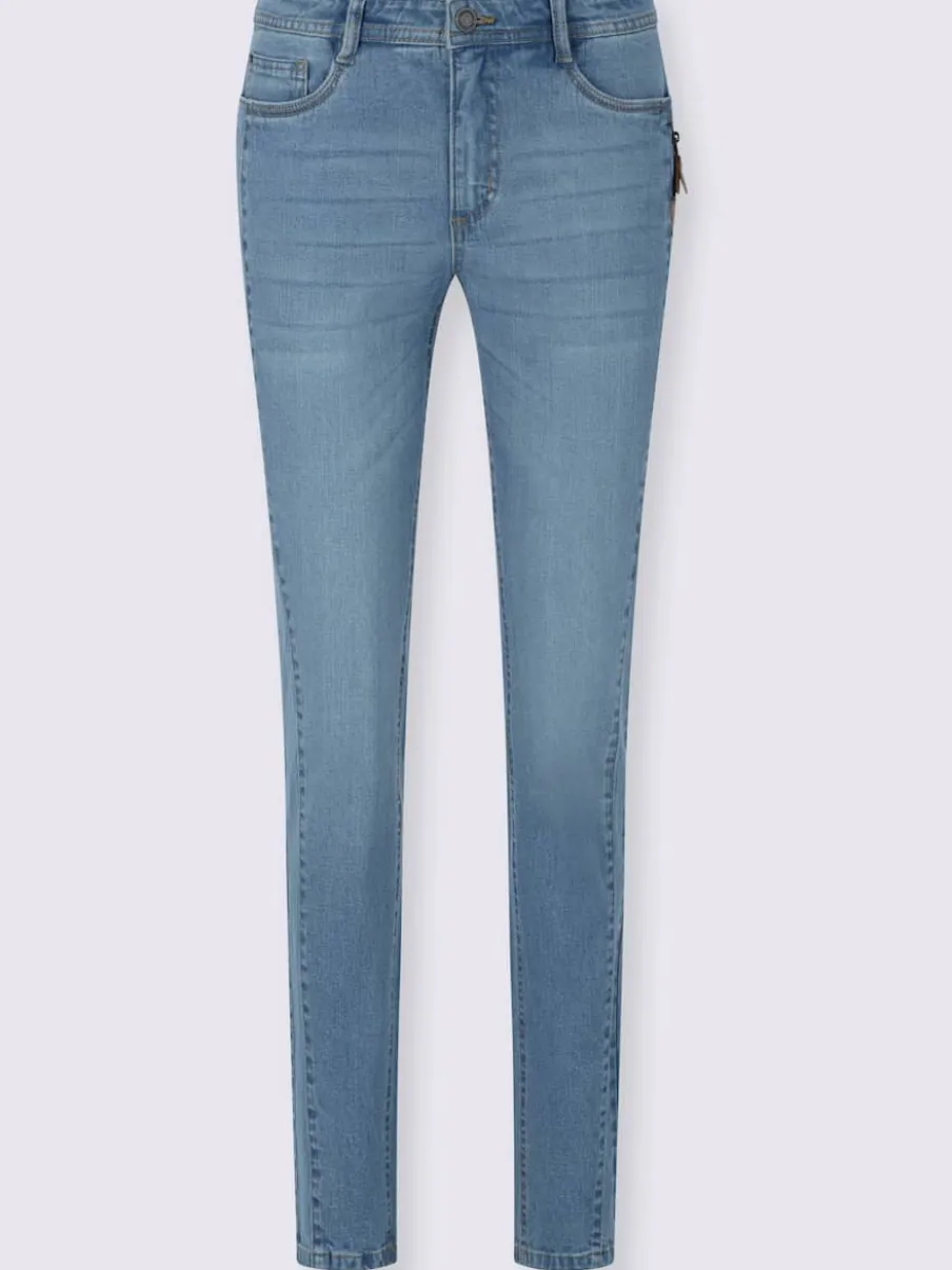 Jean effet délavé avec poches et ceinture gainante