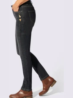 Jean effet délavé avec poches et ceinture gainante