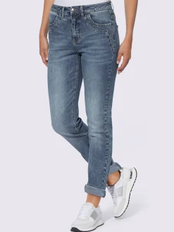 Jean en qualité extensible avec pierres brillantes fantaisie