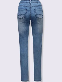Jean extensible cinq poches avec rivets décoratifs arrière