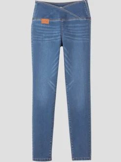 Jean extensible effet ventre plat ceinture haute confortablement ajusté