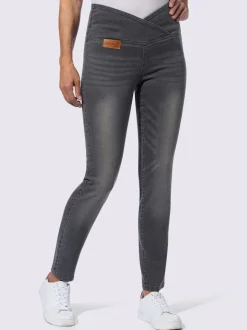 Jean extensible effet ventre plat ceinture haute confortablement ajusté