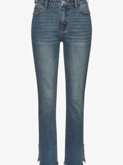 Jean extensible à 5 poches avec rivets et fente latérale