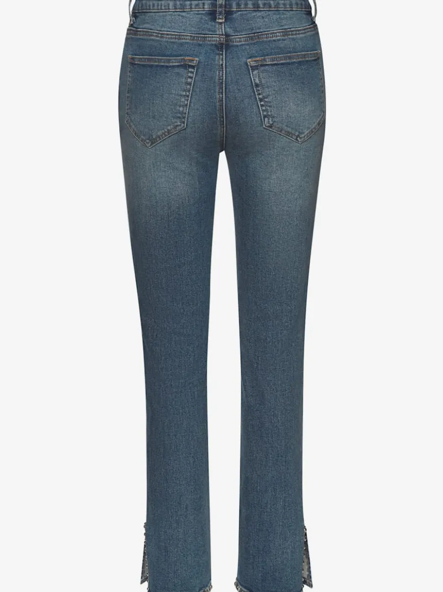 Jean extensible à 5 poches avec rivets et fente latérale