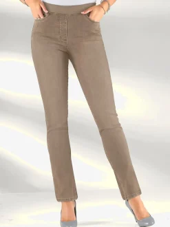 Jean facile à enfiler avec ceinture élastique intégrée.
