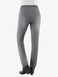 Jean facile à enfiler avec ceinture élastique intégrée.