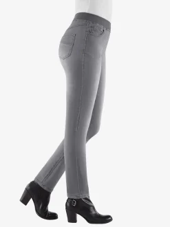 Jean facile à enfiler avec ceinture élastique intégrée.