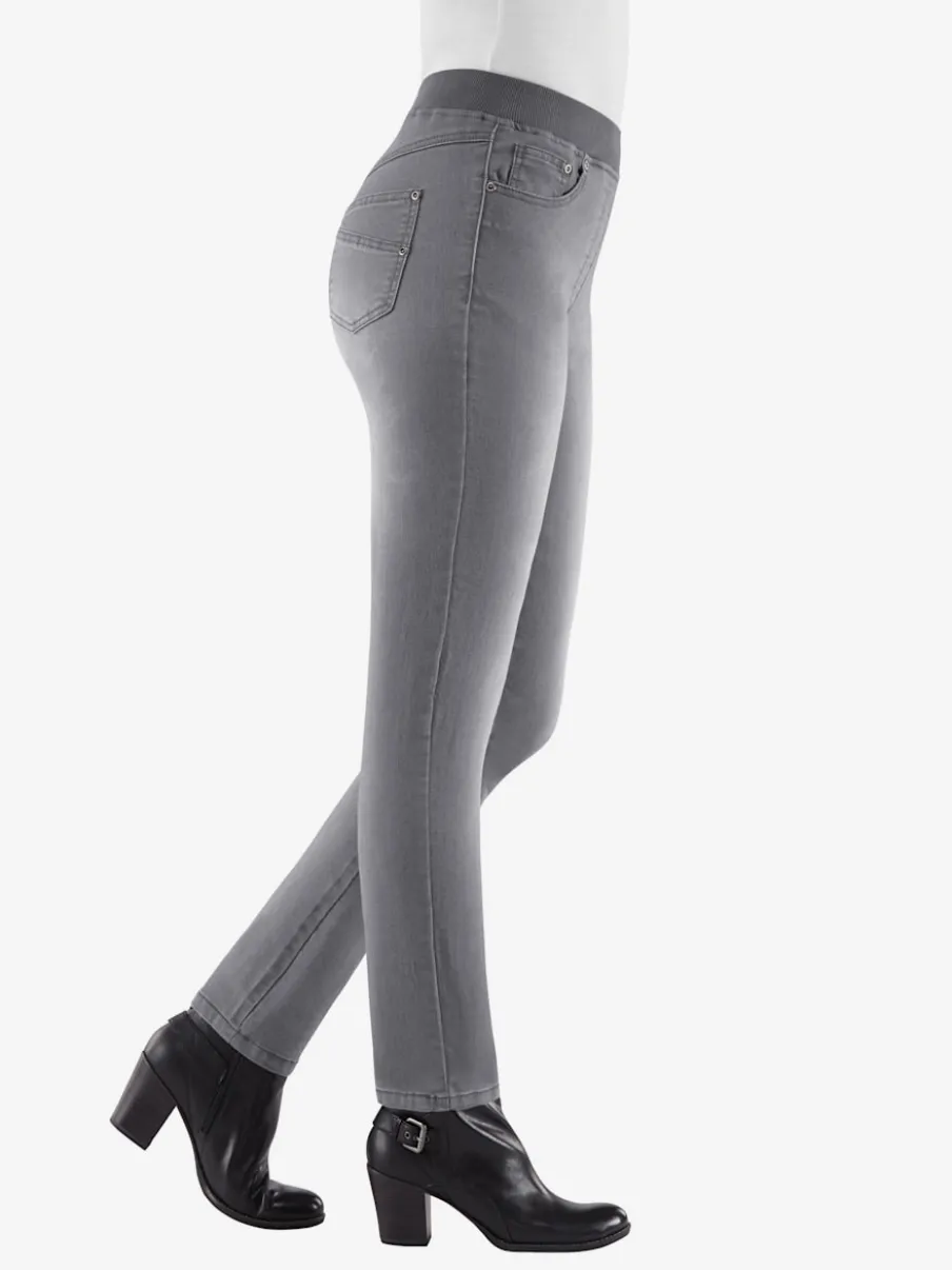 Jean facile à enfiler avec ceinture élastique intégrée.