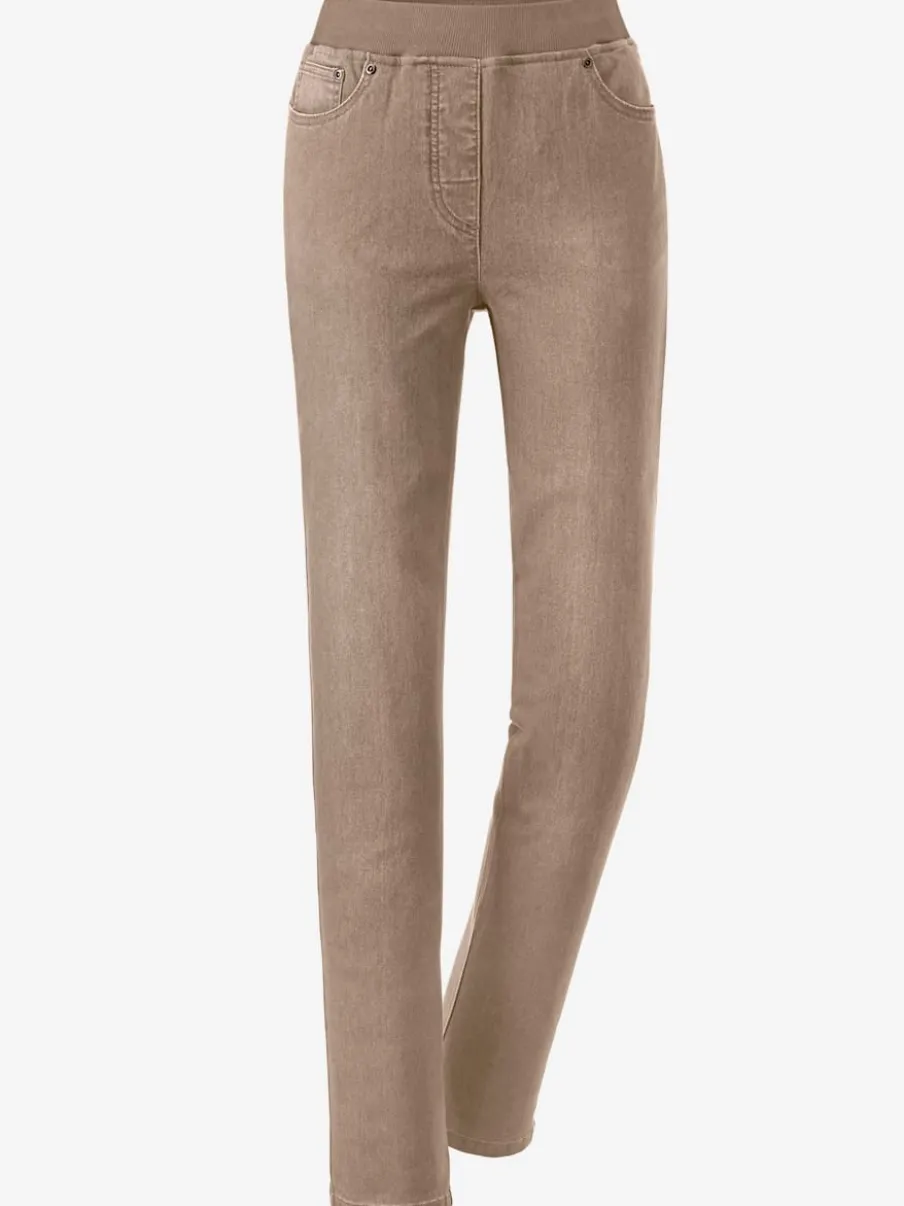 Jean facile à enfiler avec ceinture élastique intégrée.