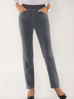 Jean facile à enfiler avec ceinture élastique intégrée.