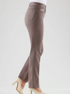 Jean femme coupe droite taille haute poches zippées