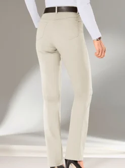 Jean femme coupe droite taille haute poches zippées