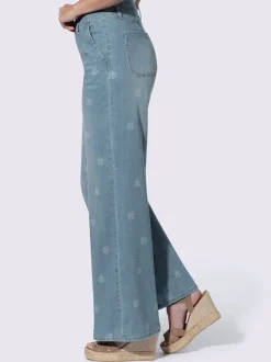 Jean à jambes larges avec imprimé floral et poches
