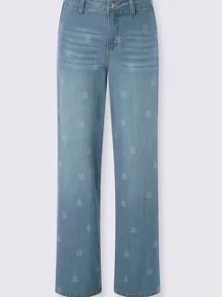 Jean à jambes larges avec imprimé floral et poches
