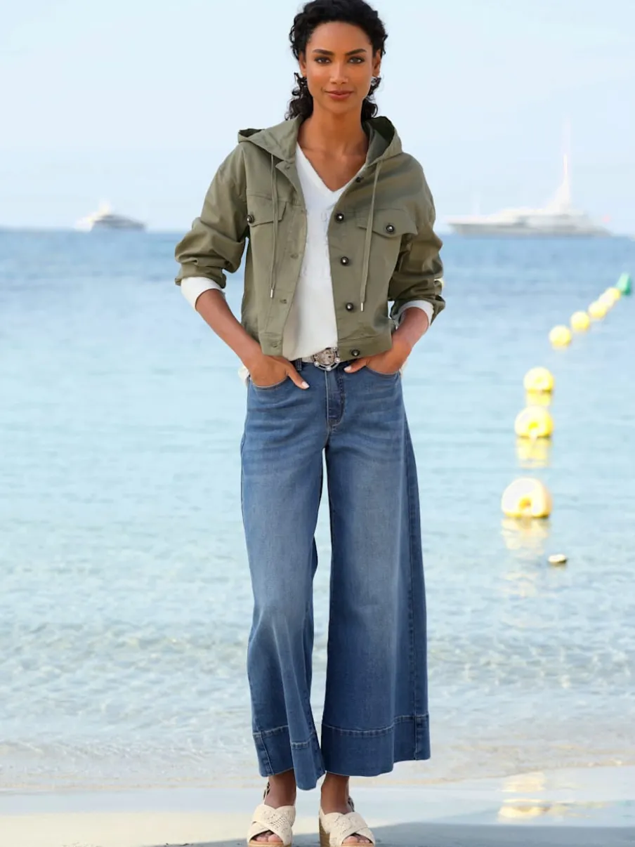 Jean à jambes larges avec style cinq poches en denim