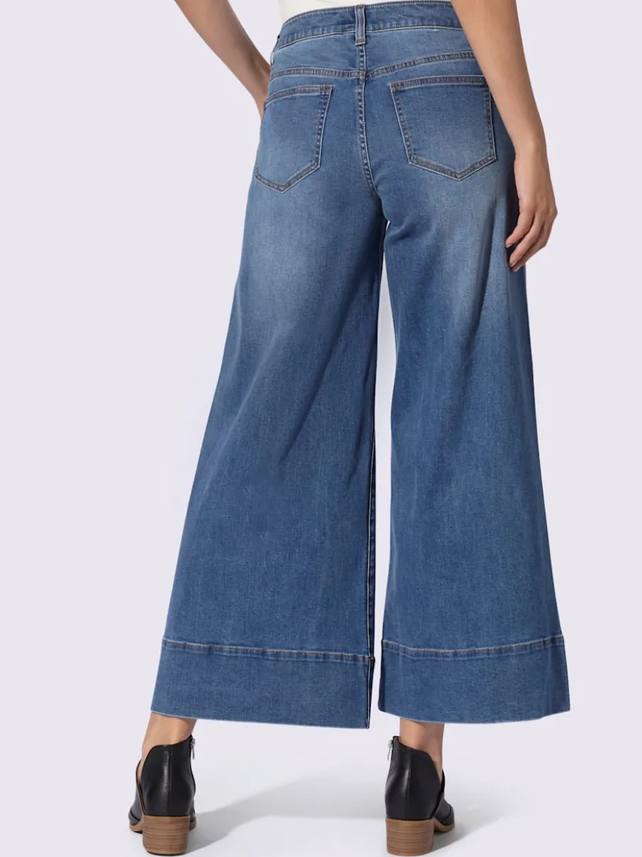 Jean à jambes larges avec style cinq poches en denim