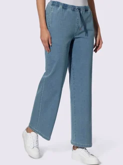 Jean à la coupe large avec ceinture élastique ajustable