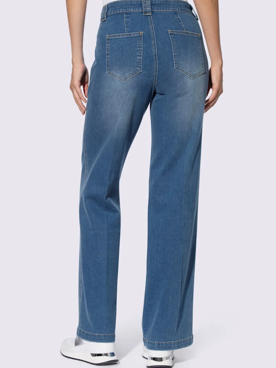 Jean large à plis confort avec poches plaquées