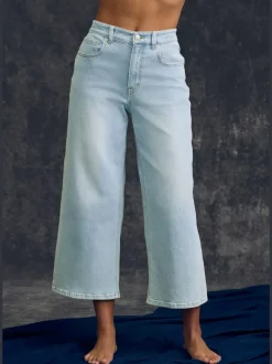 Jean large pour femme à ceinture haute et 5 poches