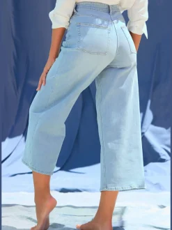 Jean large pour femme à ceinture haute et 5 poches