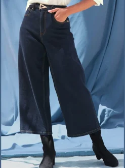 Jean large pour femme à ceinture haute et 5 poches