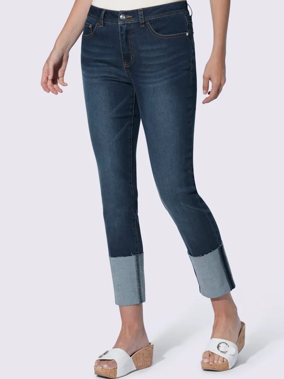 Jean 7/8 moderne avec 5 poches et détails fantaisie