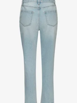 Jean mom à taille haute avec jambes droites et design 5 poches