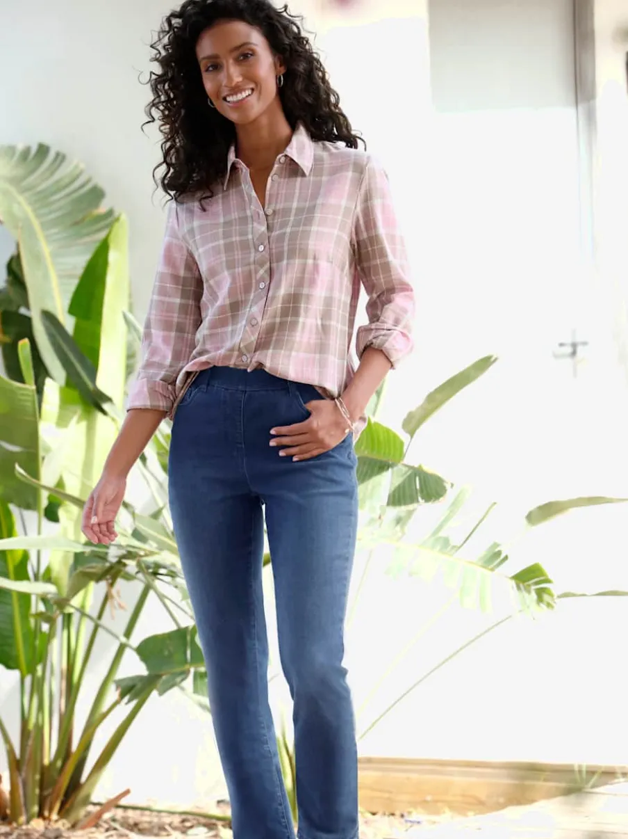 Jean 5 poches avec ceinture élastique pour un confort optimal