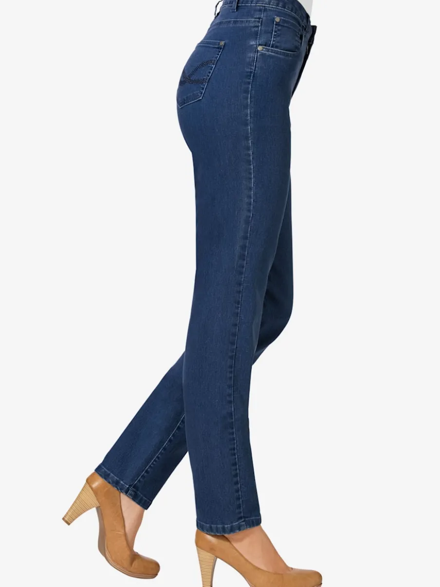 Jean 5 poches avec rivets et ceinture ajustable