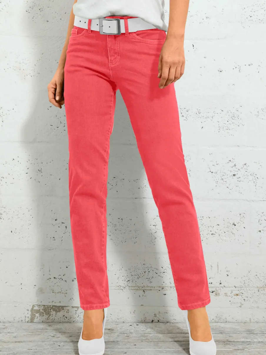 Jean 5 poches avec rivets et ceinture ajustable