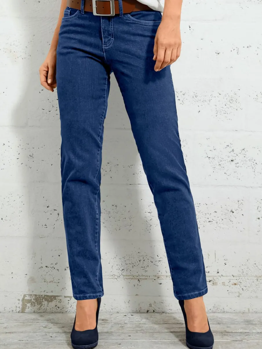 Jean 5 poches avec rivets et ceinture ajustable
