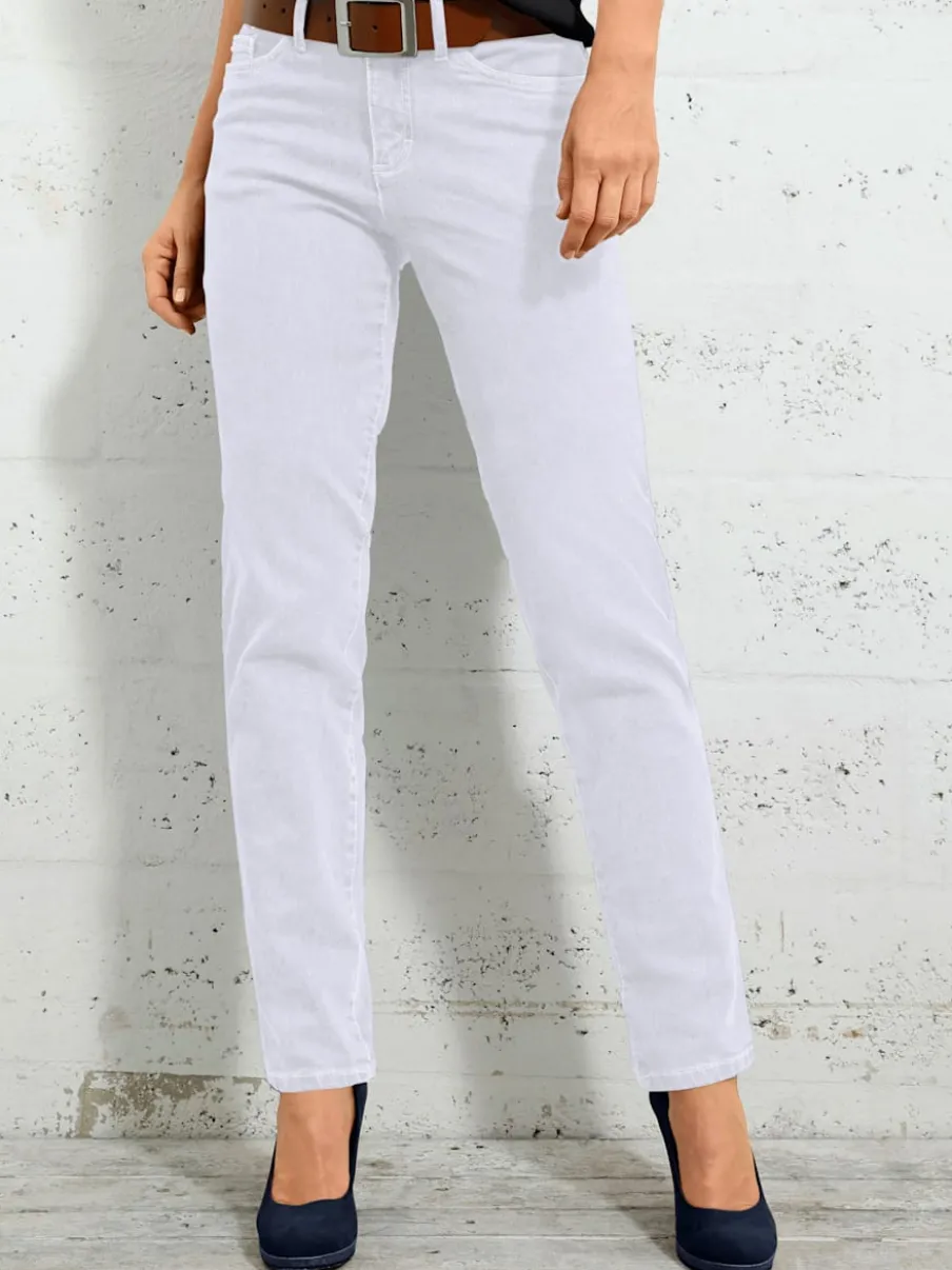Jean 5 poches avec rivets et ceinture ajustable