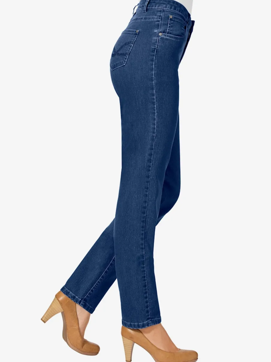 Jean 5 poches avec rivets et ceinture ajustable