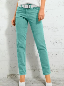 Jean 5 poches avec rivets et ceinture ajustable