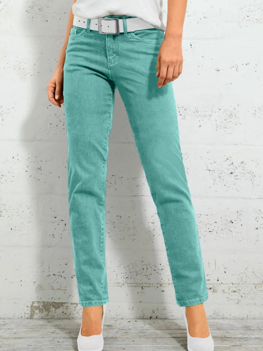 Jean 5 poches avec rivets et ceinture ajustable