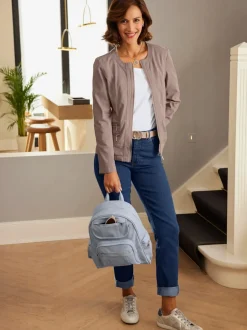 Jean 5 poches avec rivets et ceinture ajustable