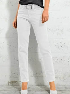 Jean 5 poches avec rivets et ceinture ajustable