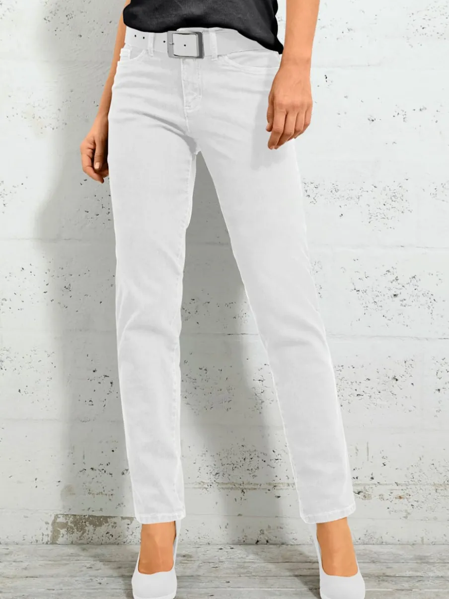 Jean 5 poches avec rivets et ceinture ajustable