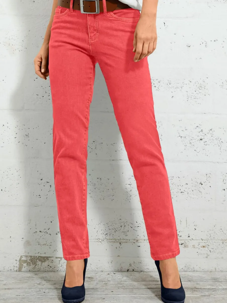 Jean 5 poches avec rivets et ceinture ajustable