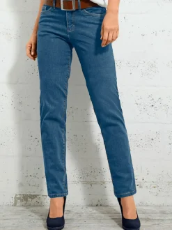 Jean 5 poches avec rivets et ceinture ajustable