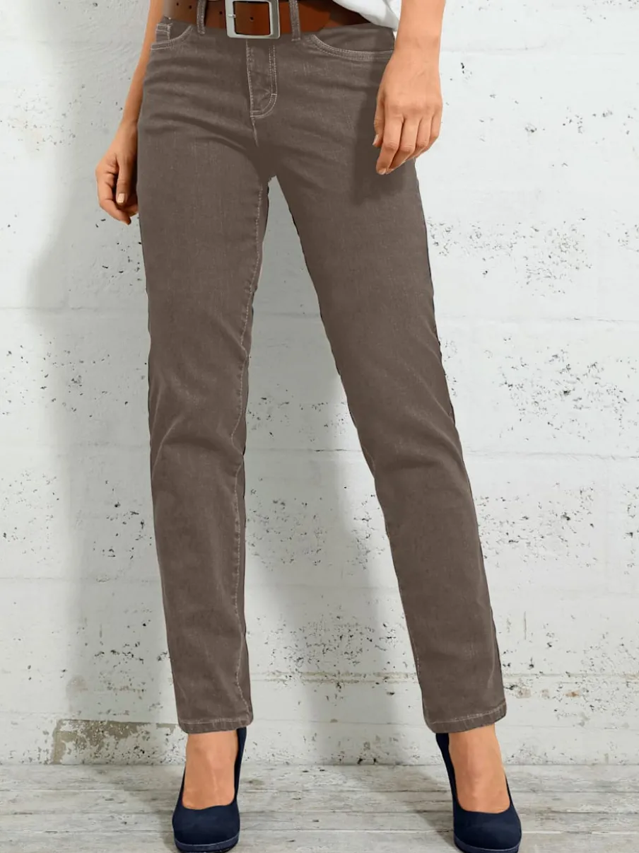 Jean 5 poches avec rivets et ceinture ajustable