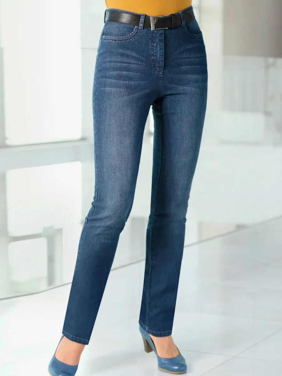 Jean 5 poches à effet délavé avec stretch extensible