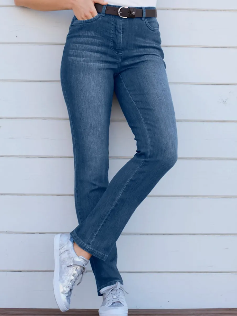 Jean 5 poches à effet délavé avec stretch extensible