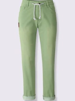Jean 5 poches en coton avec ceinture ajustable intégrée