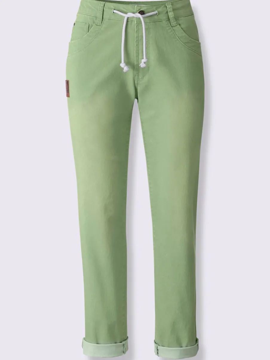 Jean 5 poches en coton avec ceinture ajustable intégrée