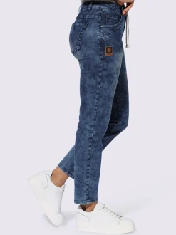 Jean 5 poches en coton avec ceinture ajustable intégrée
