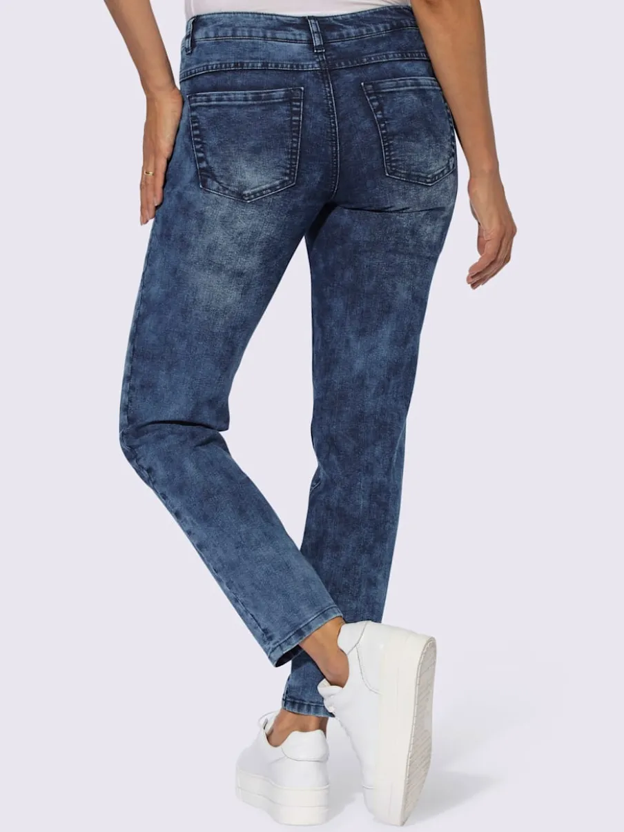 Jean 5 poches en coton avec ceinture ajustable intégrée