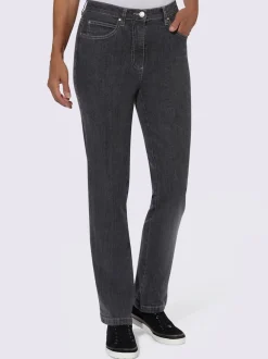 Jean 5 poches en coton extensible avec coutures contrastées