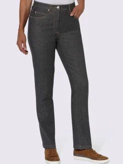 Jean 5 poches en coton extensible avec coutures contrastées