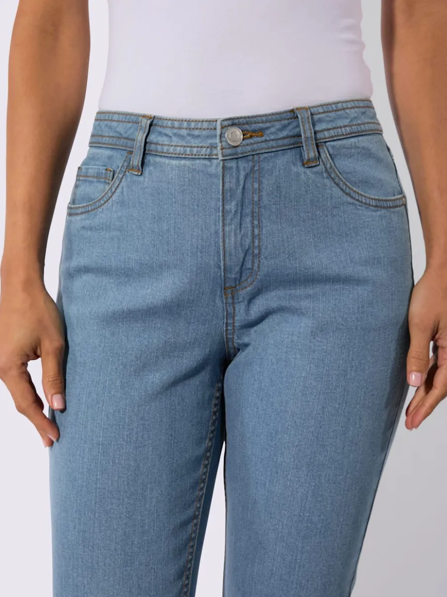 Jean 5 poches en coton stretch indéformable à fermeture éclair